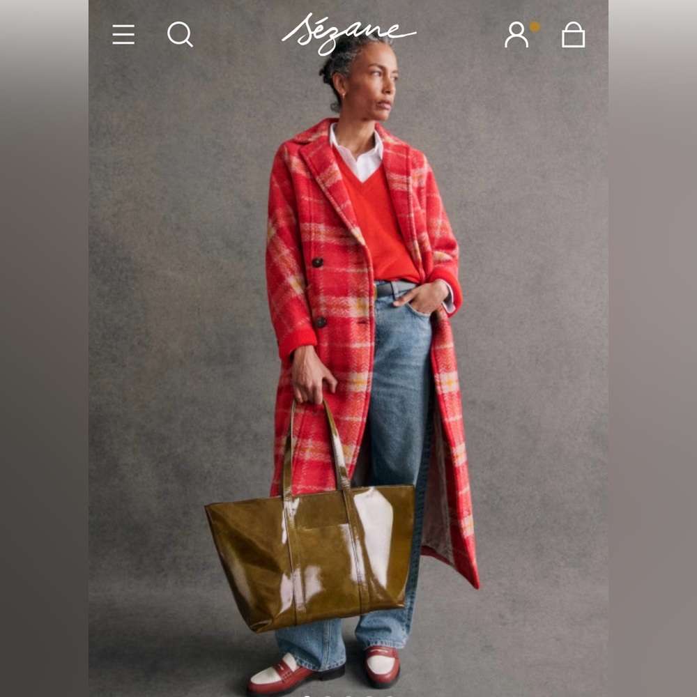 Sezane Viktor Coat - Red Check